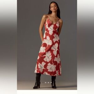 Anthropologie sleeveless v neck slip midi dress